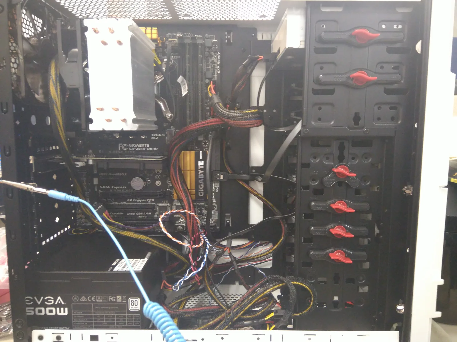 Inside a desktop PC during hardware repair at SUZU PC and Web in Atlanta, GA
