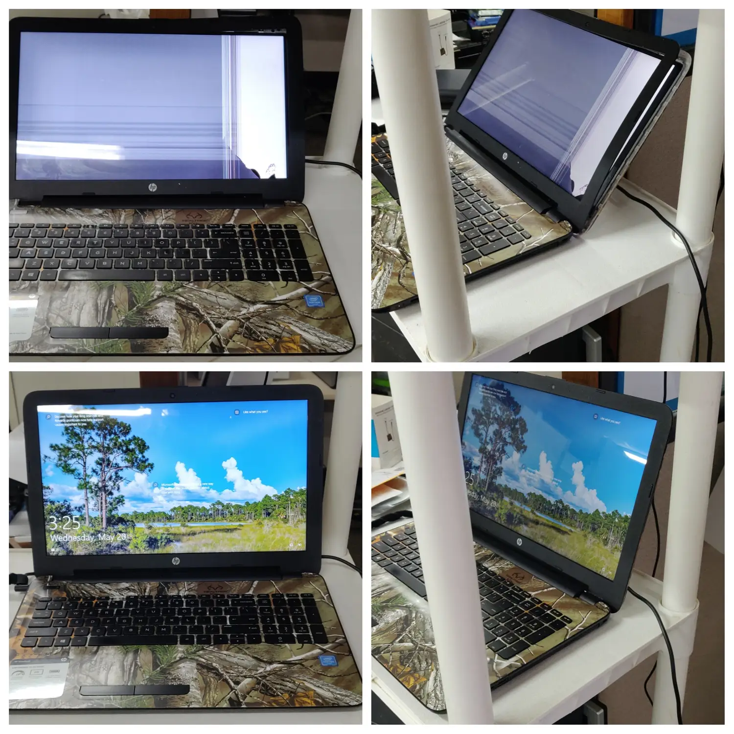 Completed laptop repairs powered on at SUZU PC and Web in Atlanta, GA