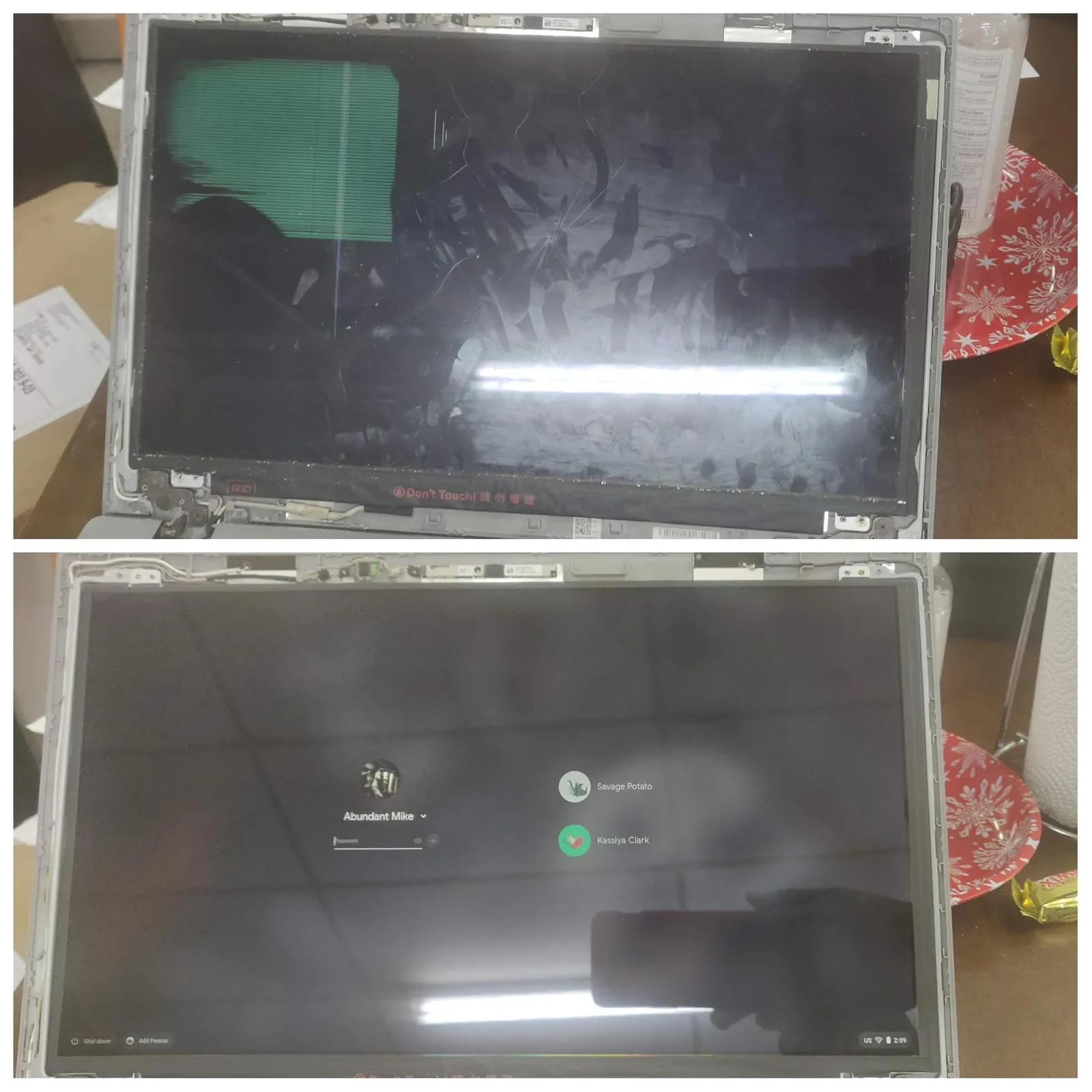 Laptop LCD screen panel removed for replacement at SUZU PC and Web in Atlanta, GA