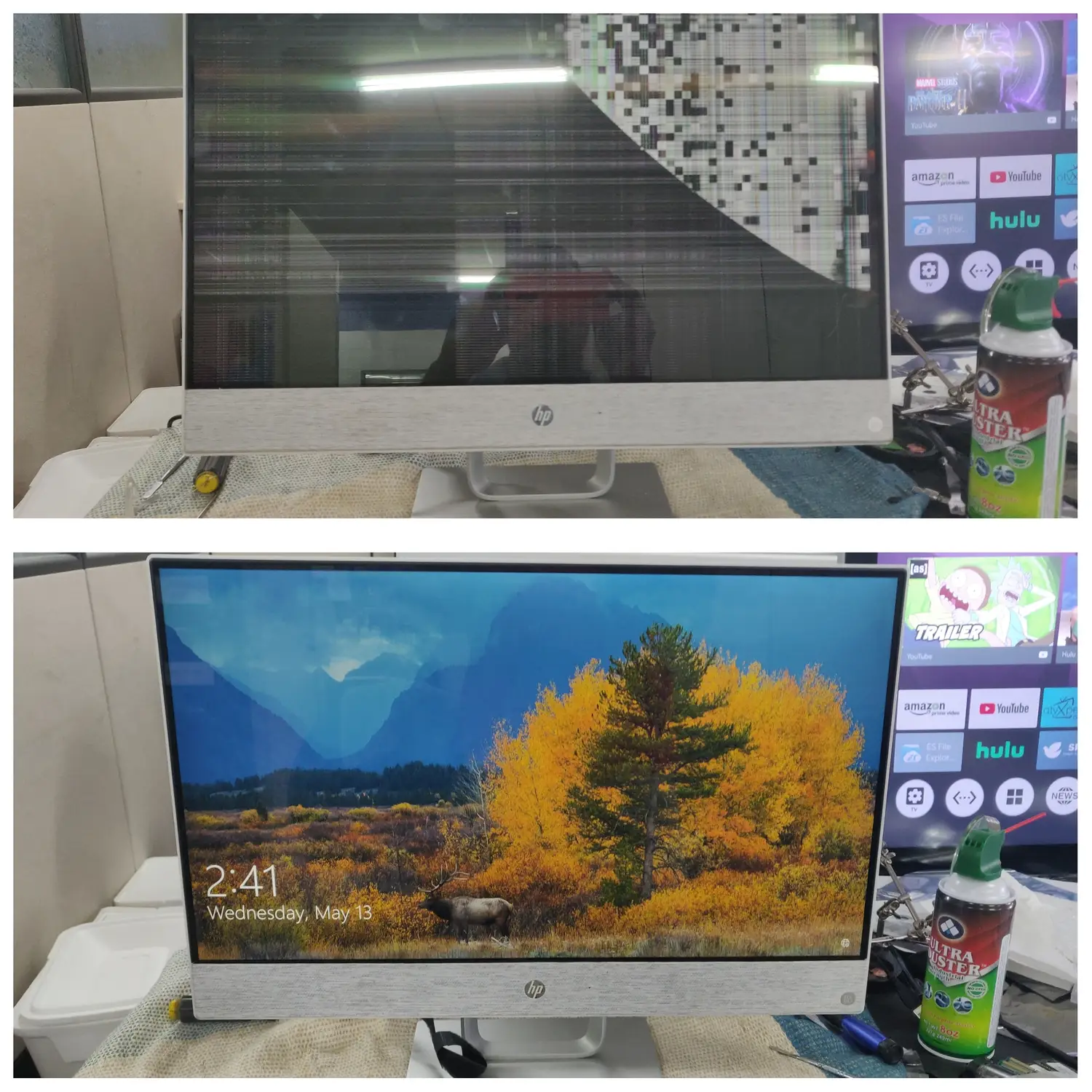 Computer monitor tested after repair at SUZU PC and Web in Atlanta, GA